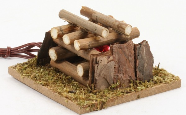 Krippen-Zubehör - Holzstapel & Feuer