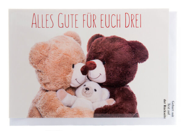 Karte zur Geburt - Drei Teddybären