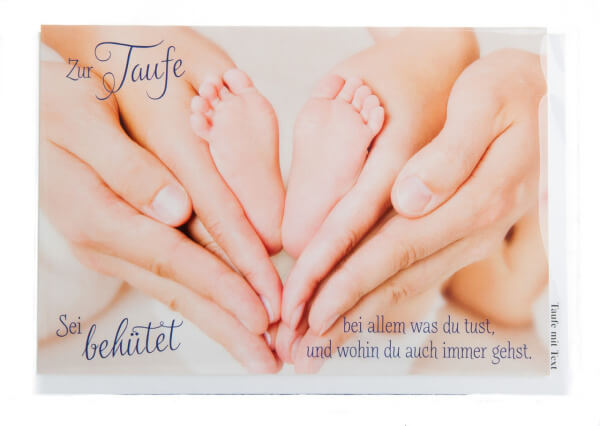 Karte zur Taufe - Herz & Elternhände