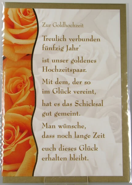Goldhochzeitskarte - Rosen