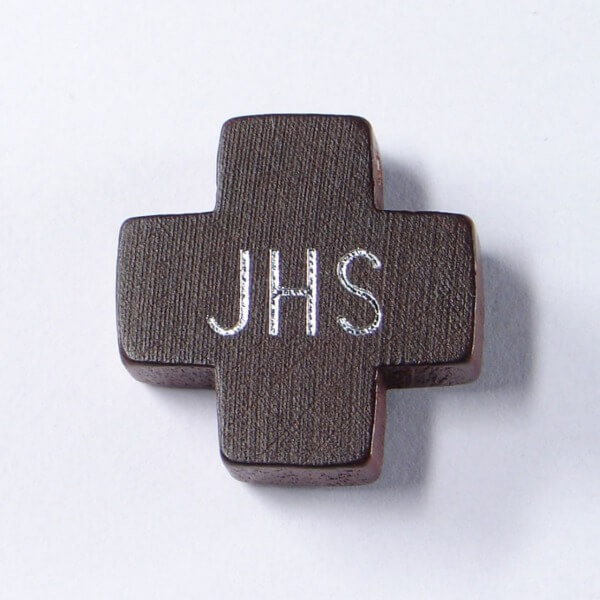 Rosenkranzkreuz - Holz & Text Silberfarben