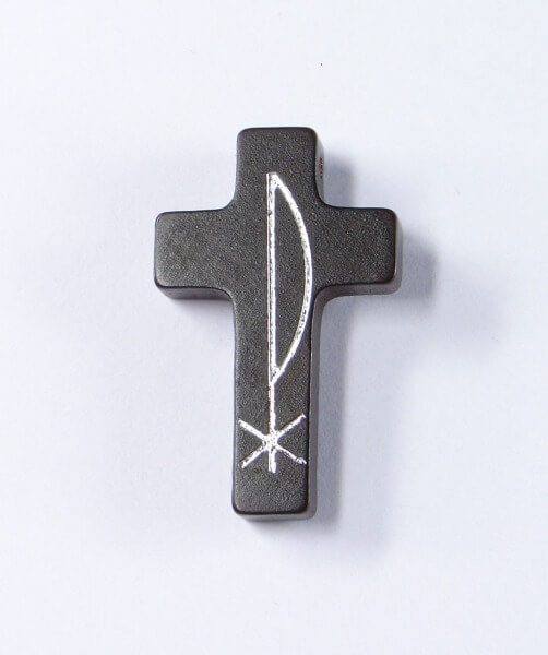 Rosenkranzkreuz - Holz & PAX-Symbol