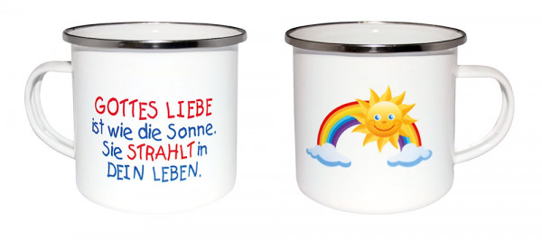 Emaille-Becher - Regenbogen & Sonne