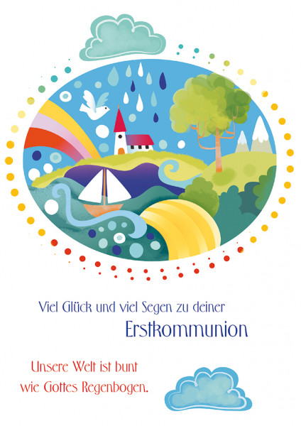 Karte zur Erstkommunion - Unsere Welt ist bunt...