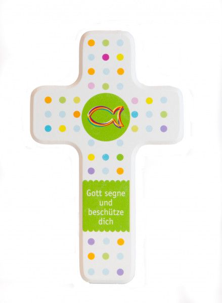 Kinderkreuz - Farbige Punkte & Fisch