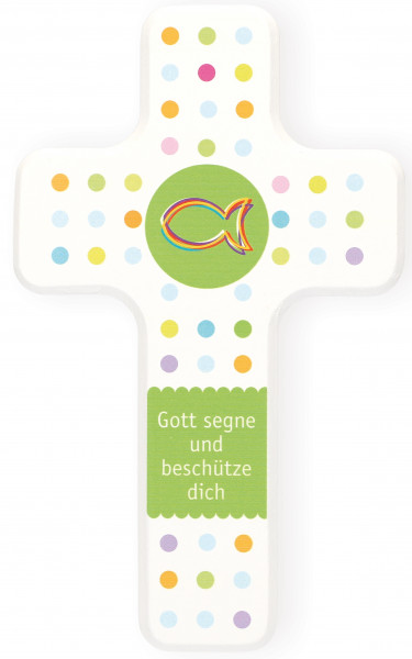 Kinderkreuz - Farbige Punkte & Fisch