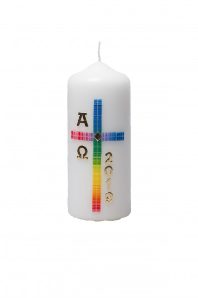Osterkerze - Regenbogen-Kreuz & Klein