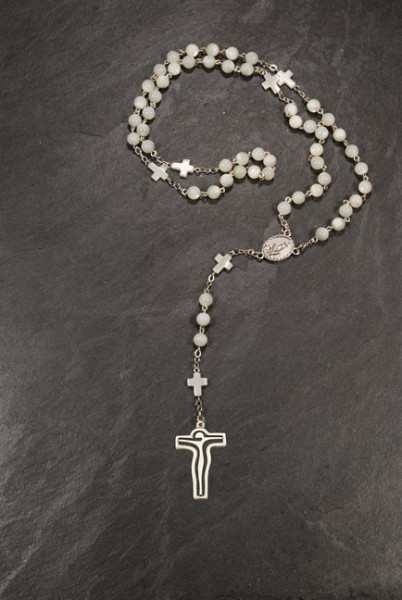 Männer Rosenkranz Halskette – 28 Zoll, Mit Guadalupe & Jesus Kreuz, Gold/silber Plattiert, 6 Mm Perlen