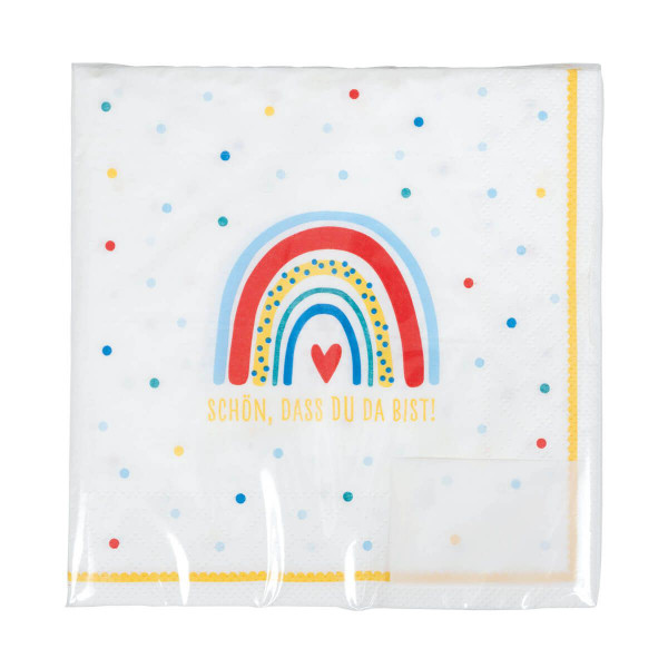 Servietten Geburtstag Kinder 40 Stück - Tiermotiv Mit 'Schön Dass Du Da Bist' Aufdruck